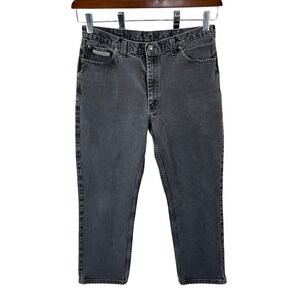 Vintage Texas Jean Men 35x28 Denim Straight Worn 90s Western Stonewash USA Black